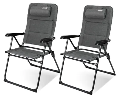 Produktbild von 2er Faltbarer Campingstuhl Bis 150 KG Klappbarer Hochlehner - Balkonstuhl Gartensessel Outdoor UV-beständig & Wasserdicht 5-Fach Verstellbare Rückenlehne mit Armlehne