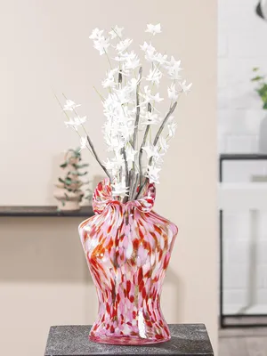 Productafbeelding van Gilde Glass Art, Vase, Corinna, Fraumotiv, Glas, pink, VE 2 Höhe: 30.00 cm Breite: 19.00 cm Tiefe: 14.50cm 52675