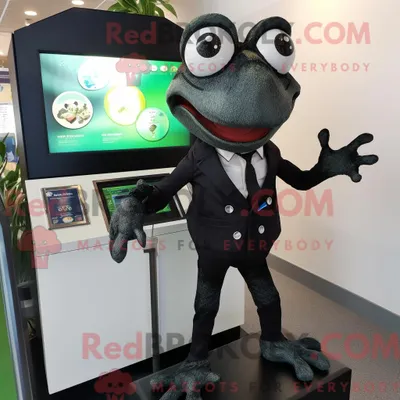 Obrázek produktu pro Postava REDBROKOLY maskota černé žáby oblečená v obleku a jehlicích do kravaty