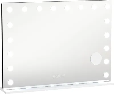 Produktbild von Hollywood Schminkspiegel mit 18 dimmbaren LED-Lampen, 3 Farben, RGB-Licht, Bluetooth-Lautsprecher, 10x Vergrößerung Weiß