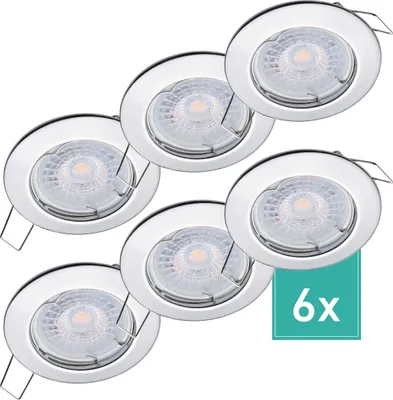 Produktbild von 6er Set Oktaplex Einbaustrahler inkl. LED Modul 3.000K warmweiß - Deckenspots Chrom