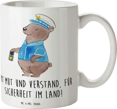 Produktbild von Mr. & Mrs. Panda Kaffeebecher Polizist Mut Verstand - Weiß - Geschenk, Becher, Danke sagen, liebevoll, Aufmerksamkeit, Kaffeetasse, Tasse, besondere Momente, Bedanken