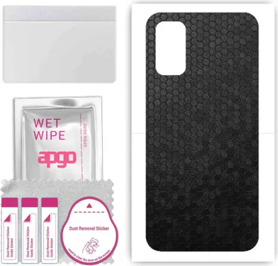 Produktbild von apgo Rückseite Schutzfolie, Skin, kompatibel mit Xiaomi Redmi Note 10 5G, Hinten Displayschutzfolie aus Vinylfolie, kratzfest, einfache Montage - Schwarze Honigwabe