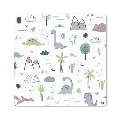 Produktbild von MuchoWow® Mauspad Mousepad Muster - Dinosaurier - Kinder - Baby - Jungen - Mädchen - Kind 20x20 cm - Mousepads - Maus Mat - Pad - Mausunterlage - Desk Mat - Bureauartikeln
