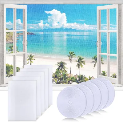Produktbild von Fliegengitter für Fenster 130x150 cm, 5 Stück, Insektenschutz, Selbstklebend, Für Zuhause