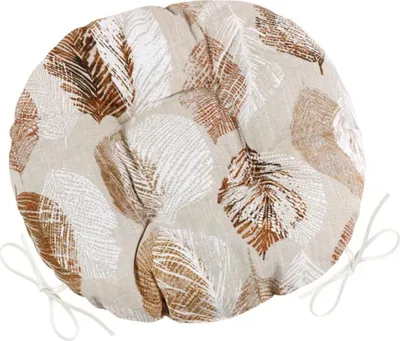 Image de Coussin d'assise matelassé rond EMA - diamètre 40 cm - Beige,Brown