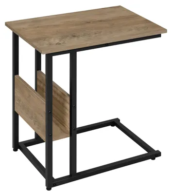 Produktbild von C-förmiger Couchtisch - Beistelltisch mit Stauraum - Industrial Design - Holz - Rechteckig - Graue Holzoptik