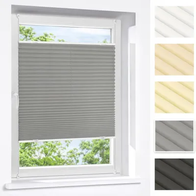 Produktbild von Praktica Plissee, Polyester, 95 x 100 cm, grau blickdicht & lichtdurchlässig, Klemmfix mit Aluschiene, Sichtschutz Fenster & Tür Victoria M.