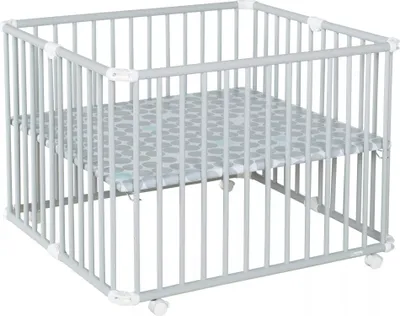 Produktbild von Laufgitter Lucilee. 76x97 und 90x97 cm. mobil auf Rollen (Circle, Lichtgrau, 90 cm x 97 cm)