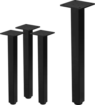 Obrázek produktu pro ML-Design, sada 4 kusů nohou ke stolu I-Design, 42 cm, černé, kovový podstavec z oceli s práškovým nástřikem, profil 4x4 cm, výškově nastavitelné nohy