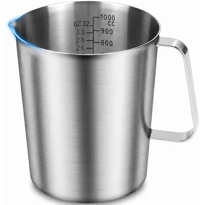 Image de Verre doseur en acier inoxydable de 1 litre, avec graduation et bec verseur