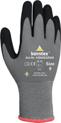 Immagine prodotto di Guanto in schiuma di nitrile Korntex HSNIS | - Colore: Nero/Grigio - Taglia: 9