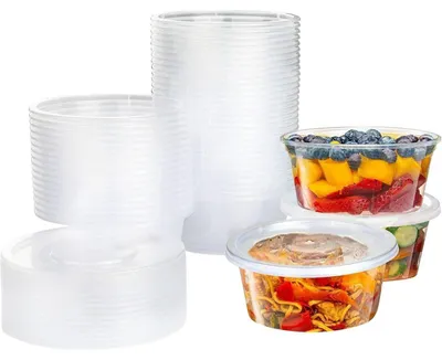 Productafbeelding van Bewaarboxen met deksel, 50 stuks, 280 ml, geschikt voor de magnetron, lekvrij