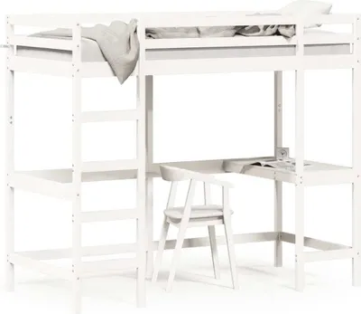 Image de Maison Exclusive - Lit mezzanine avec bureau blanc 90x200 cm en pin massif
