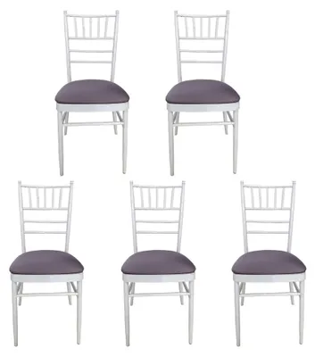 Imagen del producto de Fundas elásticas para sillas, de Elasthan, 5 unidades, color gris, lavables, para comedor