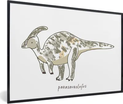 Produktbild von MuchoWow® Gerahmtes Poster Kinderzimmer - Parasaurolofus - Dinosaurier - Jungen - Mädchen - Kind 30x20 cm - Poster mit Schwarzem Bilderrahmen Wandposter Rahmen Foto Bilder - Kunstdruck - Bild-Poster