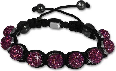 Produktbild von Shamballa Armband original Sterlinx mit 9 lila Glitzerkugeln SHS90V