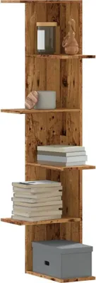 Produktbild von "2026 Promotion" Hängeregal moderne, Wand-Eckregal Altholz-Optik 36,5x36,5x140 cm Holzwerkstoff - Hängeregal CC31099