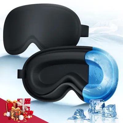 Produktbild von Kühlende Schlafmaske mit 3D-Kühlgel und 100% Lichtundurchlässigkeit, druckfreier Eisbeutel für die Augen, geeignet für Männer und Frauen, Seitenschläfer, wimpernschonende Schlafmaske gegen Schwellungen und trockene Augen.