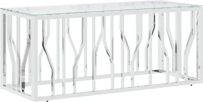 Immagine prodotto di vidaXL Tavolino 110x45x45 cm in acciaio inox e vetro