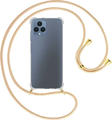 Produktbild von Handykette Backcover-Schutzhülle mit Band (Metall goldfarben) für Telekom T Phone (T-Mobile Revvl 6 5G) - Goldkordel