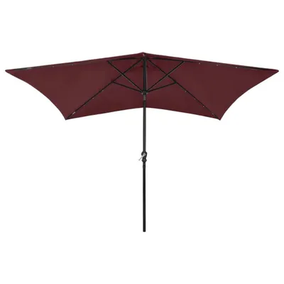 Produktbild von vidaXL Sonnenschirm mit LEDs und Stahl-Mast Bordeauxrot 2x3 m