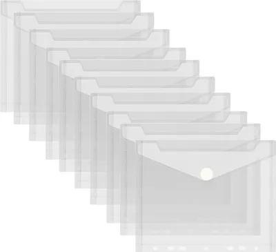 Produktbild von 10 Stück Dokumententasche A5, 23x18cm Umschlagmappen zum Abheften Dokumentenmappe Sichttaschen mit Klettverschluss, Sammelmappen Wasserdicht für Dokument Organisieren (7 Löcher, Transparent)