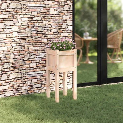 Image de Maison Exclusive - Jardinière Nature 31 x 31 x 70 cm Bois de pin massif