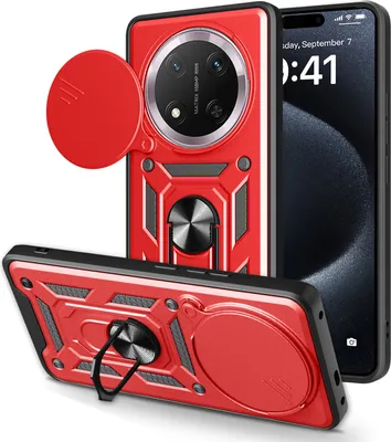 Produktbild von Outdoor Panzer Hülle für Honor Magic 7 Lite Handyhülle Slide Kameraschutz Ringhalter in Rot