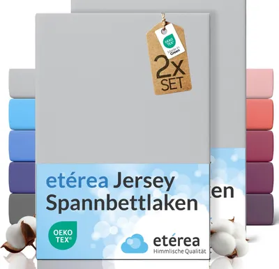 Produktbild von etérea Spannbettlaken Jersey 2 Stück - 60x120 cm - Bettlaken - 100 % Baumwolle - Schwarz