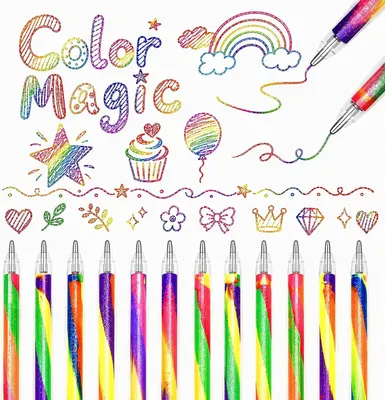 Productafbeelding van Cadeaucadeautjes voor kinderverjaardag - Set van 12 - Regenboogglitterstiften voor kinderen - Gastgeschenken