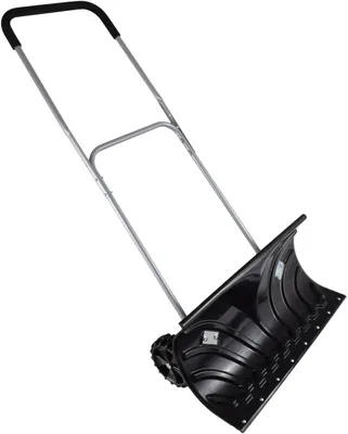 Productafbeelding van Sneeuwschuiver mobiel - Verrijdbare schuiver - Grote oppervlakken sneeuwvrij - Draaibare dubbele steel - 66 cm breed - Zwart