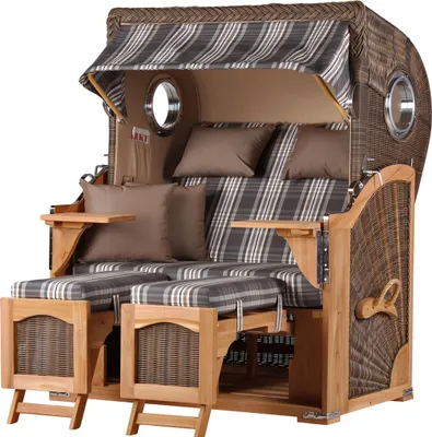 Produktbild von Strandkorb-Set - bene living - Ammersee Teak - PE grau- Modell 522 - inkl. Liftersystem