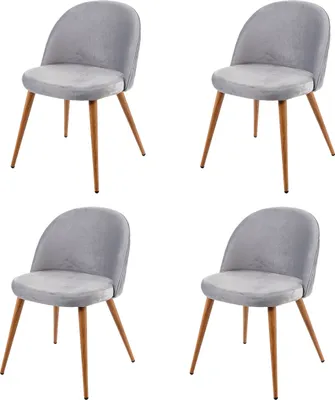 Immagine prodotto di set di 4 sedie da pranzo HWC-D53, sedia da cucina design retrò anni '50, velluto ~ grigio chiaro