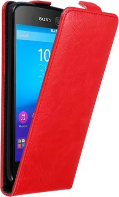 Produktbild von Cadorabo Hülle für Sony Xperia M5 Schutz Hülle in Rot Flip Etui Handyhülle Case Cover