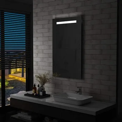 Productafbeelding van Badkamerspiegel met LED-verlichting, spiegel voor de badkamer met verlichting, wandspiegel, make-up spiegel, spiegel voor de badkamer, 60 x 100 cm