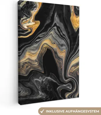 Produktbild von MuchoWow® - Leinwandbilder - Marmor - Acryl - Gold - Luxus - Abstrakt, Wandbild, Wanddeko Bilder Wohnzimmer, 40x60 cm