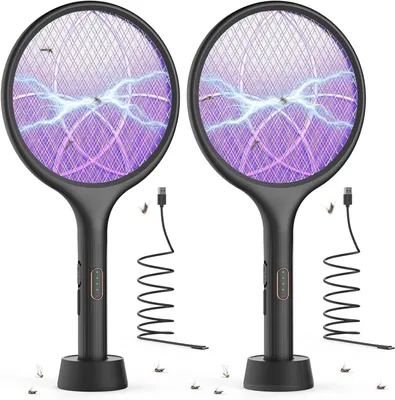 Image de Répulsif à moustiques électrique - Lampe anti-insectes - Élimination des nuisibles - 4000V (tension) - Lot de 2 - Noir