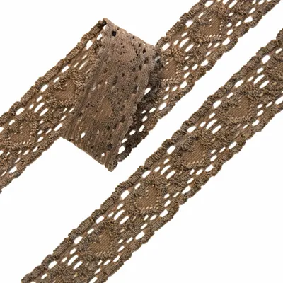 Spitze elastisch Herzmotiv 25mm breit ab 1m Spitzenband Meterware Nylon beige