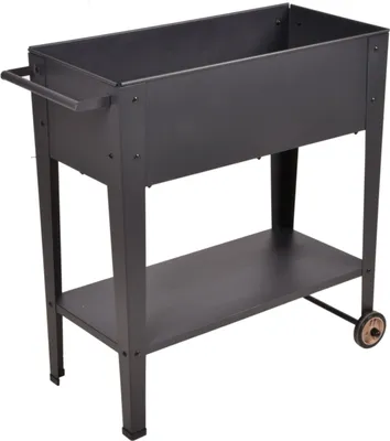 Produktbild von Metall-Hochbeet mit Rollen, schwarz, Kräuterbeet, Gemüsebeet