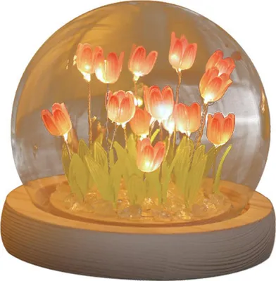 Obrázek produktu pro DIY tulipánová noční lampička, 10 kusů růžová, ručně vyráběné dekorativní světlo bez baterií, dárek k narozeninám a bytové dekorace
