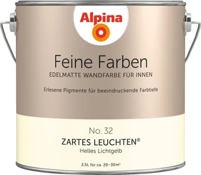 Produktbild von Alpina Feine Farben Wandfarbe No. 32 Zartes Leuchten - helles lichtgelb edelmatt 2,5 L