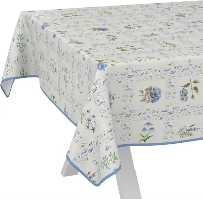 Produktbild von Tischdecke Floral Blumenkaro Blau 160x100cm mit Band-Kante Wachstuch abwaschbar