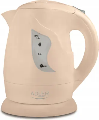 Produktbild von Adler AD 08 kabelloser Wasserkocher, 1L, 850W, beige/braun, 360° Basis