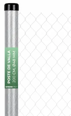 Imagen del producto de Poste redondo galvanizado Strend Pro METALTEC ZN, diámetro 48 mm, altura 2000 mm, pared 1,50 mm, con tapa
