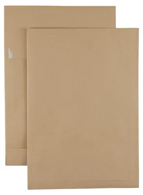 Produktbild von Kaenguruh B5 Faltentasche, Natron / Recycling braun 120g mit Haftklebung Abdeckstreifen,Stehboden und Faltenbreite 32 mm