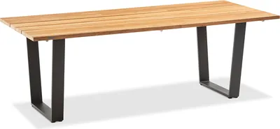 Produktbild von Gartentisch Noha 180x95 Tischplatte Teakholz Trapezkufe Aluminium Anthrazit