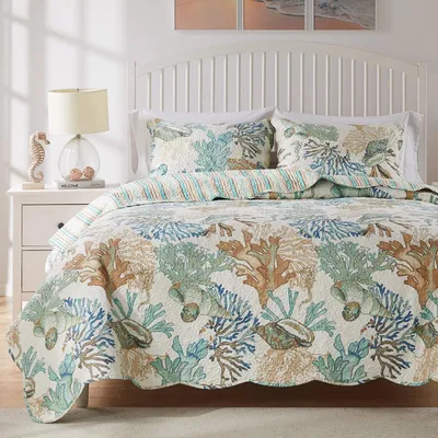 Productafbeelding van Bungalow Quiltset, Microfiber, Jade, 3-delige Cal King