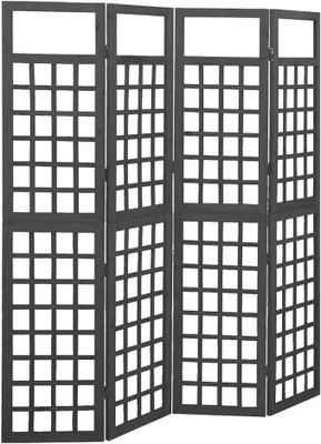 Imagen del producto de Pantalla divisoria de 4 paneles, estructura de madera con diseño de celosía, color , 161 x 180 cm