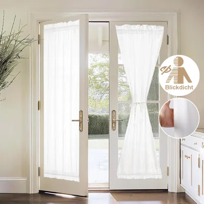 Produktbild von French Türvorhang Blickdicht Stangendurchzug, Vorhang für französische Tür Raffhalter für Terrassen- und Glastürfenster Schiebefenster B 132xH 183cm